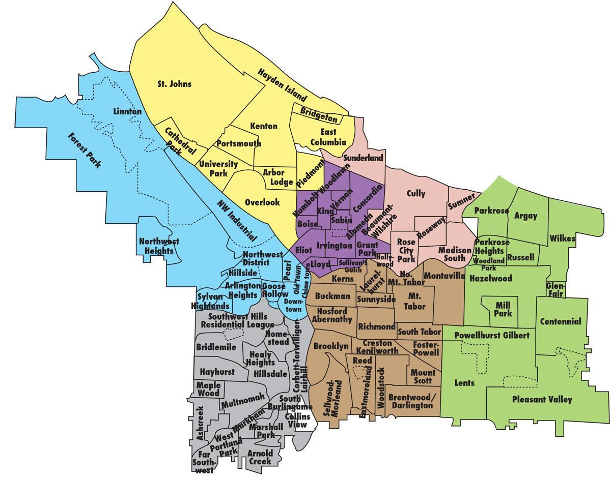мапа насеља Портланд