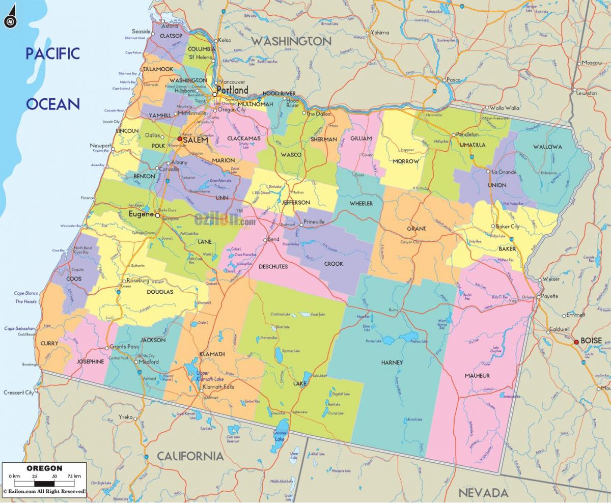 Портланд округ Орегон мапи