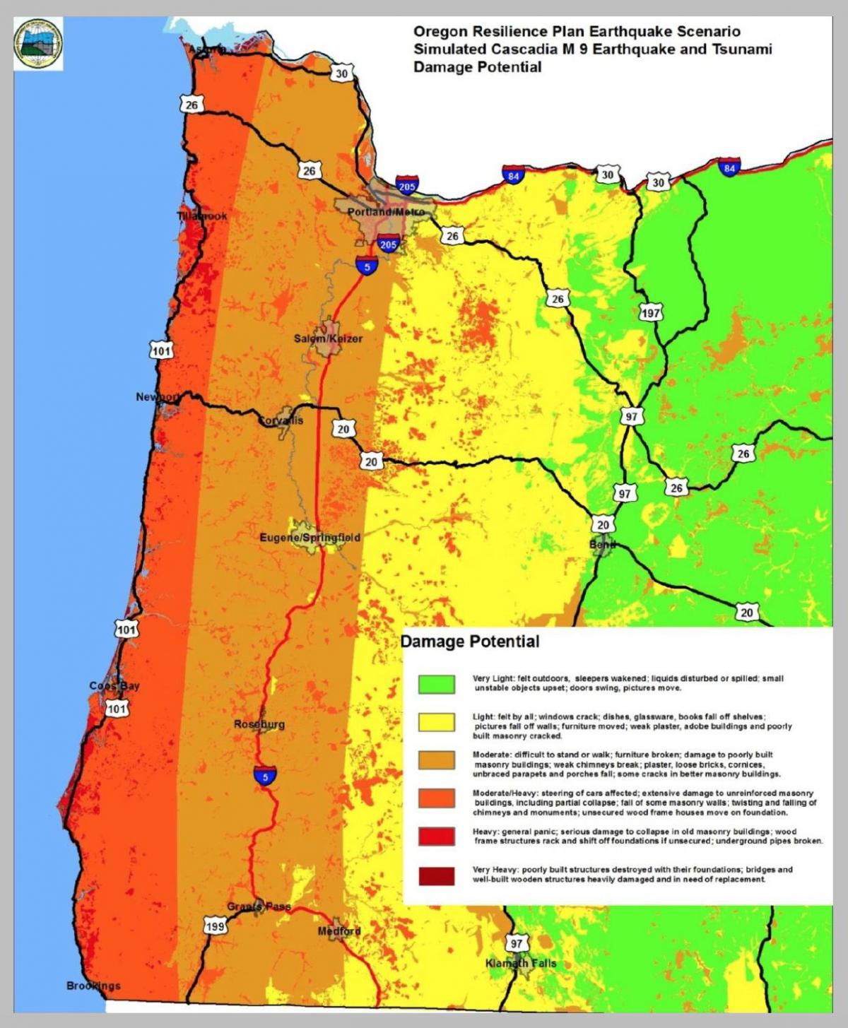 земљотрес карта Портланд Орегон