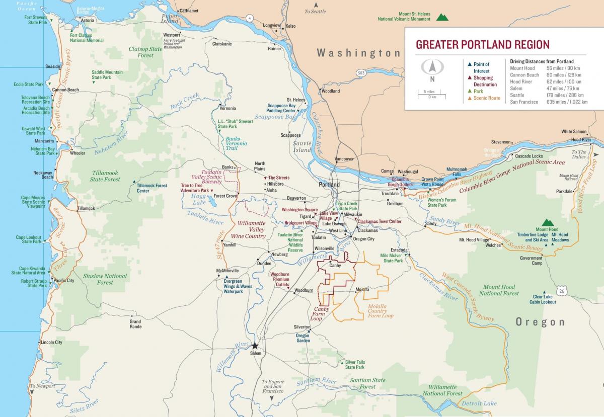 карта Портланд Орегон