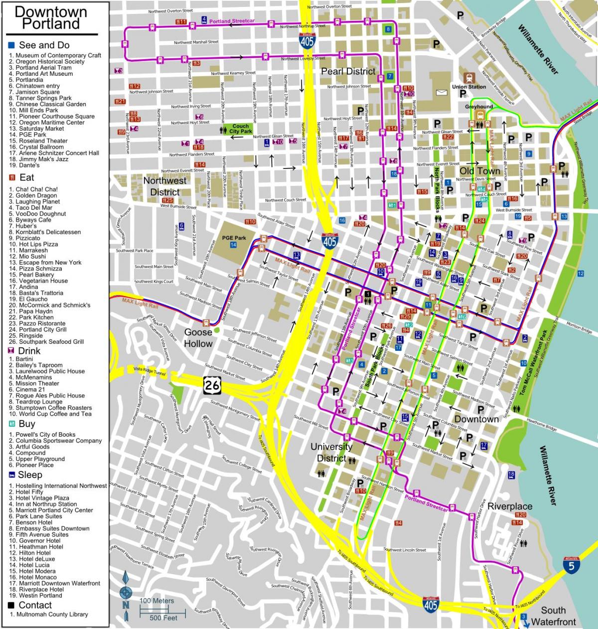 Бесплатан паркинг Портланд мапи