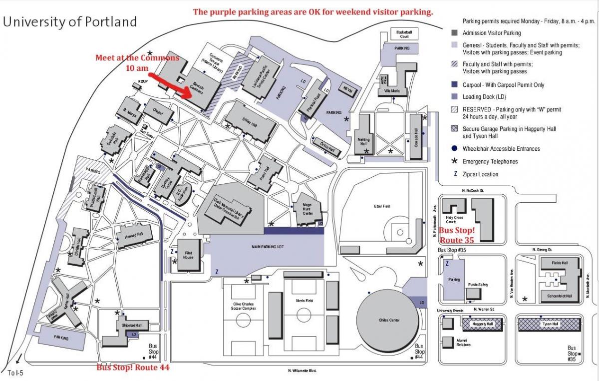 карта Универзитет у Портланд