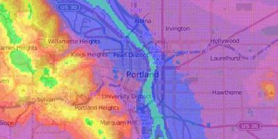 Висина карта Портланд Орегон